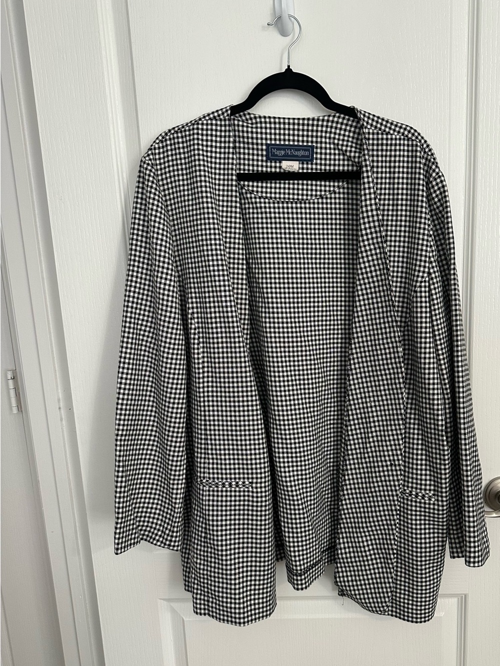 Maggie McNaughton Black & White Gingham Open Blazer